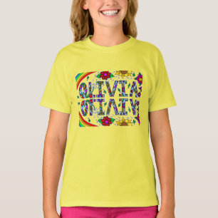 Olivia, Mädchenname Whimsical Folk Art T - Shirt