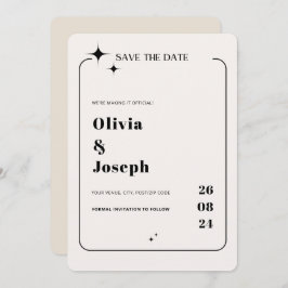 OLIVIA Modern Ivory Celestial Save the Date Card Einladung