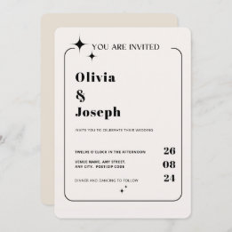 OLIVIA Modern Ivory Celestie Wedding Einladung