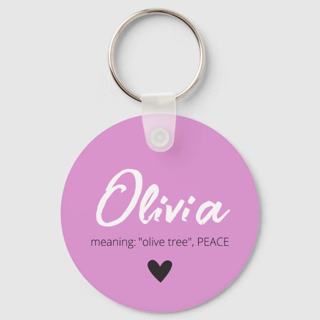 OLIVIA Name Bedeutung Mädchen Kinder Schwarz-weiß  Schlüsselanhänger (Vorderseite)