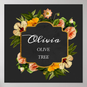 Olivia Name Bedeutung Royal Roses Rahmen Geschenk Poster