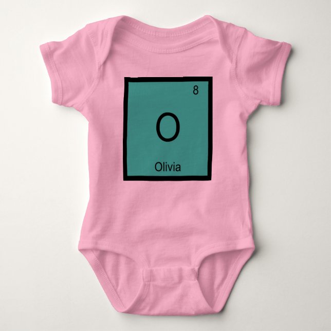 Olivia Name Chemistry Element Periodische Tabelle Baby Strampler (Vorderseite)
