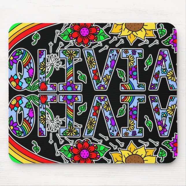 Olivia, Name eines Mädchen im digitalen Folk Art S Mousepad (Vorne)