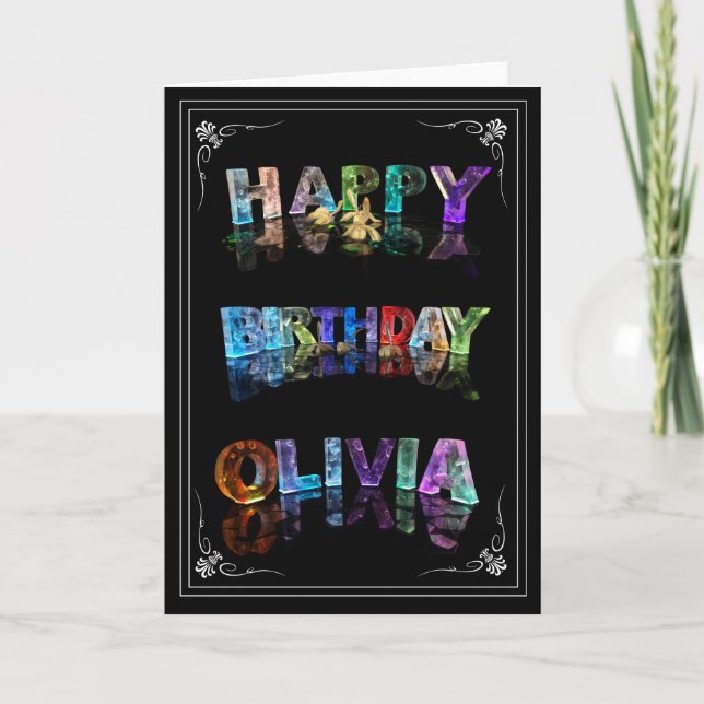 Olivia - Name in Lights Grußkarte (Foto) Karte (Vorderseite)