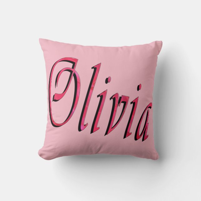 Olivia, Name, Logo, rosa Kissen. Kissen (Vorderseite)