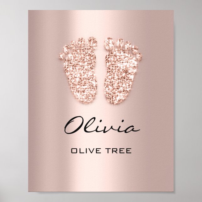 Olivia Name Meaning New Baby Feet Rose Gift Poster (Vorne)