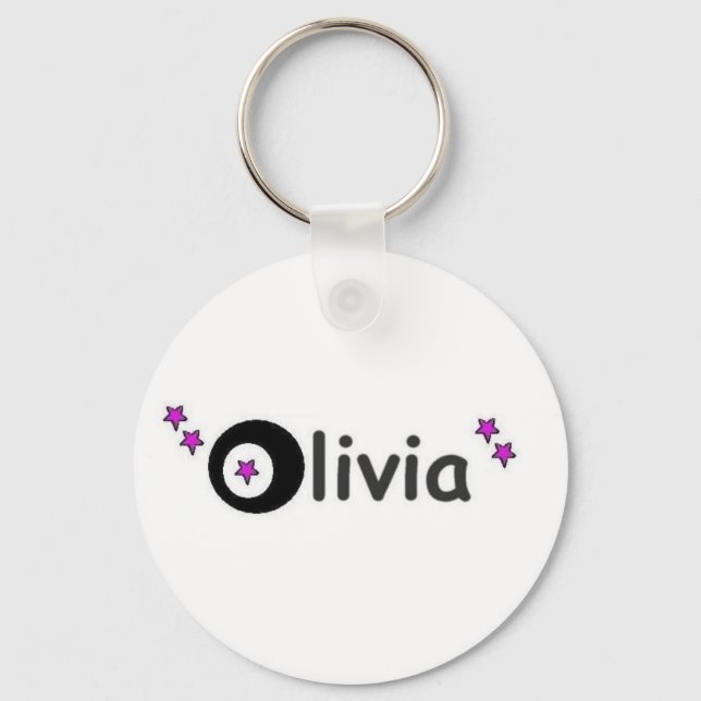 Olivia Name mit Sternen Schlüsselanhänger (Vorderseite)