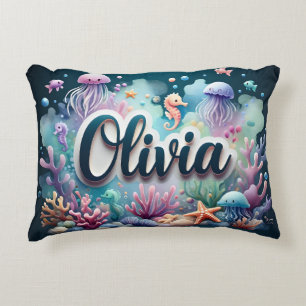 Olivia Name Ocean Thema Dekorative Meeresleben Dekokissen