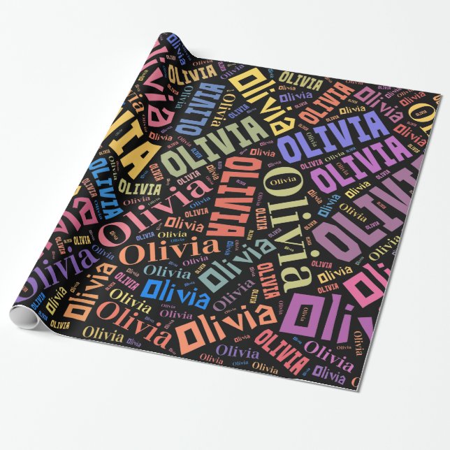 Olivia Name Text Design - Hintergrund ändern Geschenkpapier (Ungerollt)