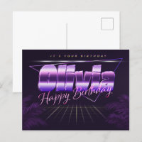 Olivia Name Vorname lila Postkarte Geburtstag