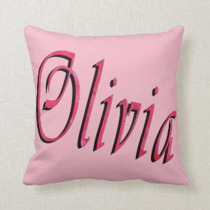 Olivia, Nom, Logo, Coussin Rose Throw.
