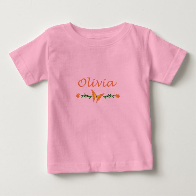 Olivia (Orange Butterfly) Baby T-shirt (Vorderseite)
