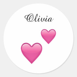 Olivia Personalisierte Emoji-Herzen Runde Aufklebe Runder Aufkleber