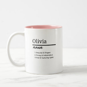 Olivia, Personalisierte Mädchenbezeichnung Definit Zweifarbige Tasse