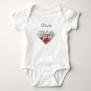 Olivia Personalize Name Blume Twins 2 Herzen Baby Strampler