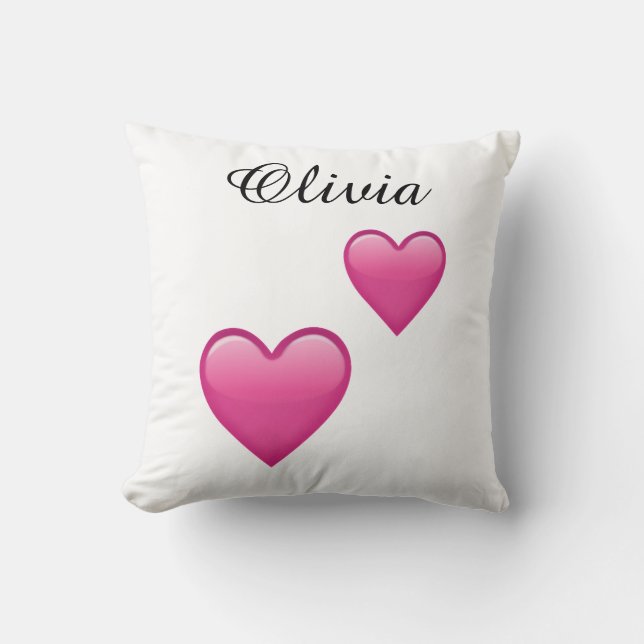 Olivia Personalized Emoji Hearts Throw Pillow Kissen (Vorderseite)