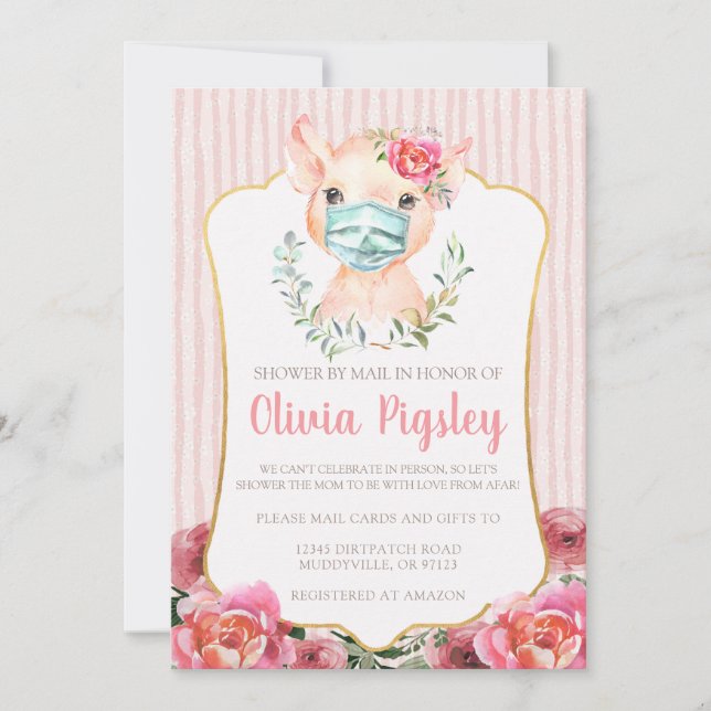 Olivia Pigsley Baby Shower by Mail Einladung (Vorderseite)