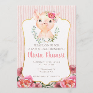 Olivia Pigsley Baby Shower Einladung