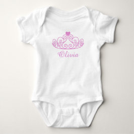 Olivia, Pink Princess Baby T-Shirt, Babyname hinzu Strampler