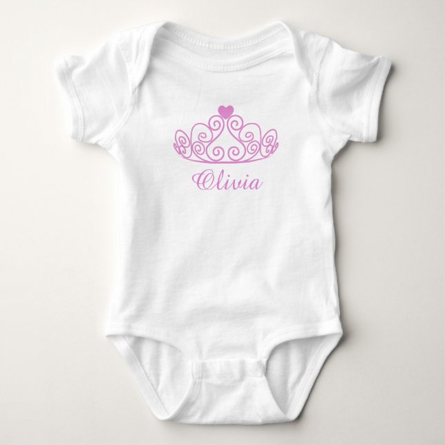 Olivia, Pink Princess Baby T-Shirt, Babyname hinzu Strampler (Vorderseite)