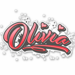 Olivia red Heart Graffiti Aufkleber Sticker