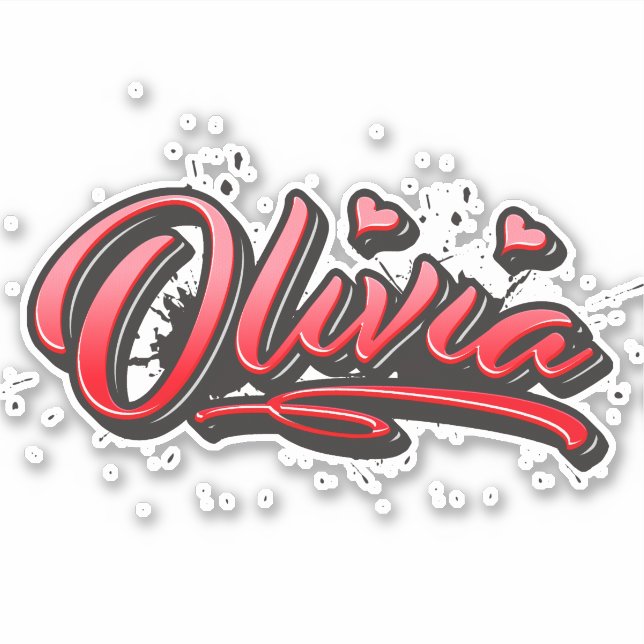 Olivia red heart graffiti Autocollants (Devant)