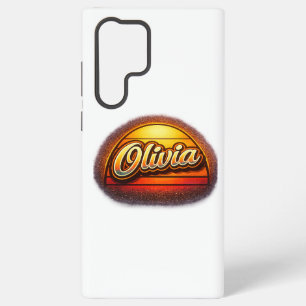 Olivia Retro-Sonnenuntergang Personalisiertes Name Samsung Galaxy Hülle