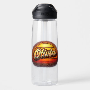 Olivia Retro-Sonnenuntergang Personalisiertes Name Trinkflasche