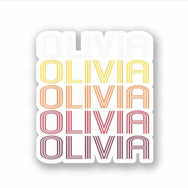 Olivia Retro Wordmark Muster Vintag Style Aufkleber (Vorderseite)