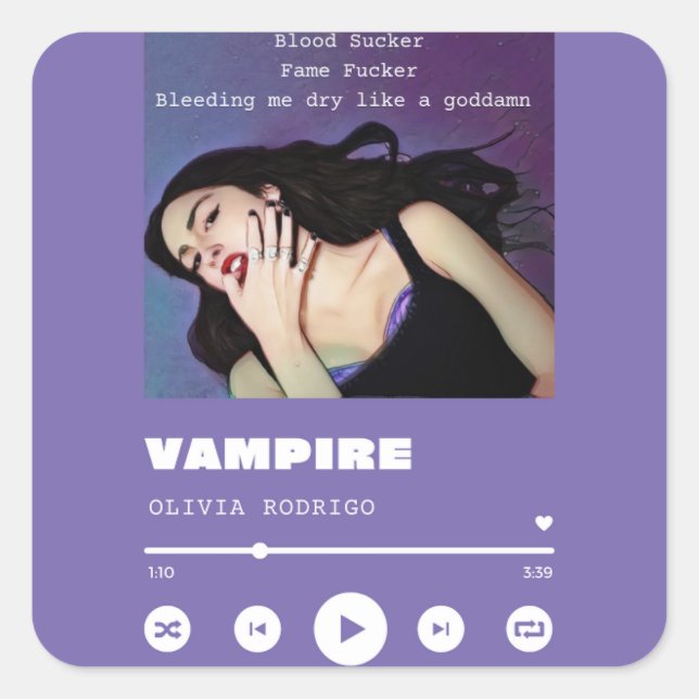 Olivia Rodrigo Vampire Quadratischer Aufkleber (Vorderseite)