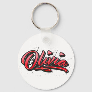 Olivia rotes Herz Graffiti Schlüsselanhänger