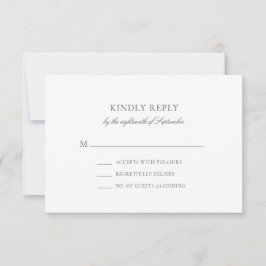 Olivia Simple Gray Minimalistisch Wedding RSVP Car