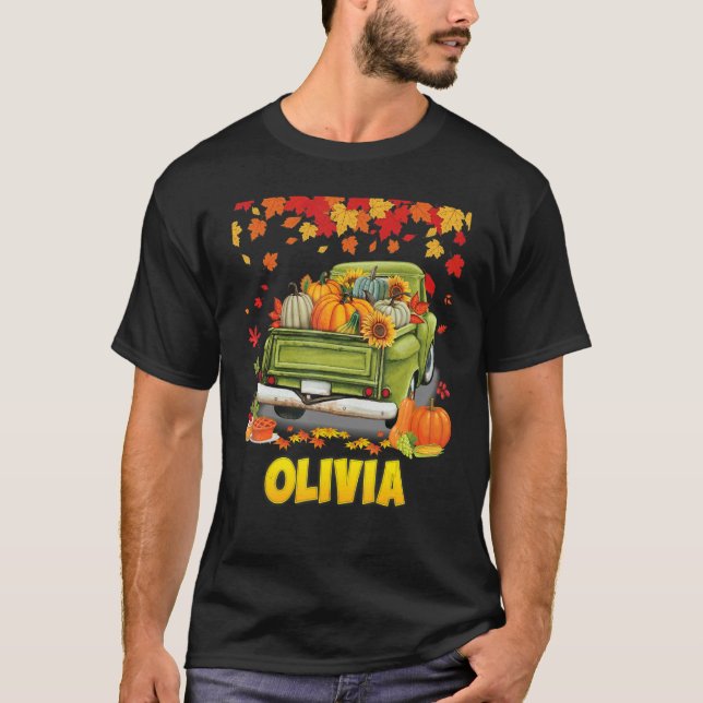 Olivia Thanksgiving Pumpkin Truck Thankful Fall Tr T-Shirt (Vorderseite)
