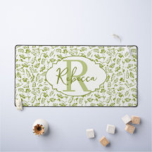 Olivier personnalisé feuille monogramme vert sauge