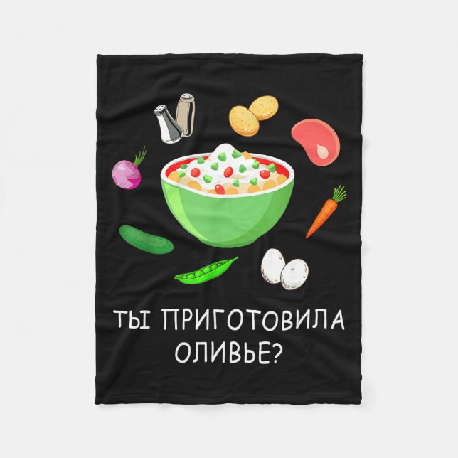 Olivier Salad Lover Russian New Years Russian Gift Fleecedecke (Vorderseite)