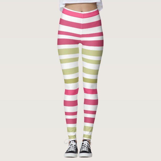 Olivrosa gestreift leggings (Vorderseite)