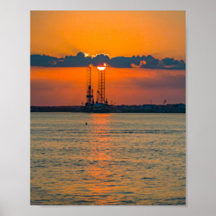 Ölkrand-Silhouette Pensacola Bay Sonnenuntergang Poster