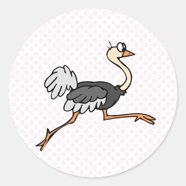 Ollie Ostrich Runder Aufkleber (Vorderseite)
