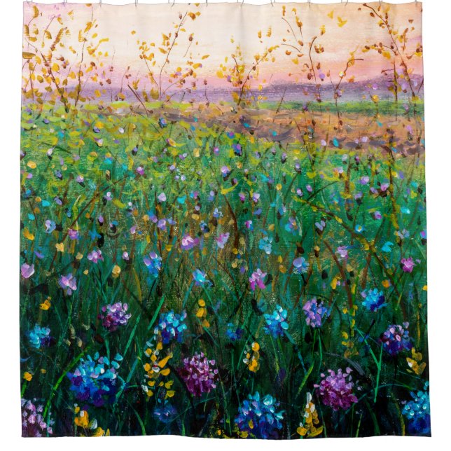 Ölmalerei auf Blume, wunderschöne Blume auf dem Fe Duschvorhang (Vorderseite)