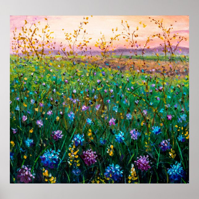 Ölmalerei auf Blume, wunderschöne Blume auf dem Fe Poster (Vorne)