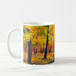 Ölmalerei auf Leinwand - Herbstwalzfarbe, Öl,ar Kaffeetasse