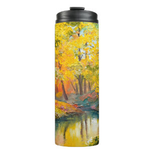 Ölmalerei auf Leinwand - Herbstwalzfarbe, Öl,ar Thermosbecher
