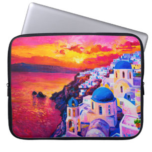 Ölmalerei auf Leinwand. Sonnenuntergang über der I Laptopschutzhülle