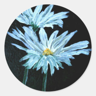 Ölmalerei der modernen Kunst der Blumen des weiß Runder Aufkleber