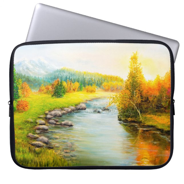 Ölmalerei der schönen Herbstlandschaft, Wald Laptopschutzhülle (Vorderseite)