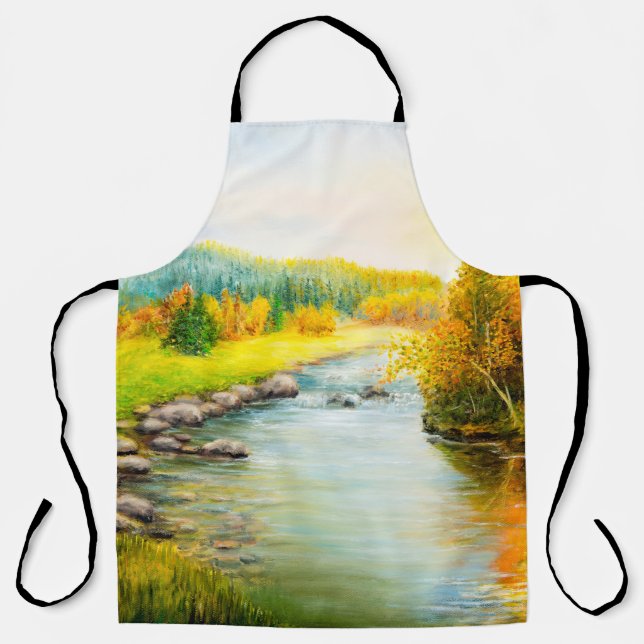  Ölmalerei der schönen Herbstlandschaft, Wald Schürze (Vorderseite)