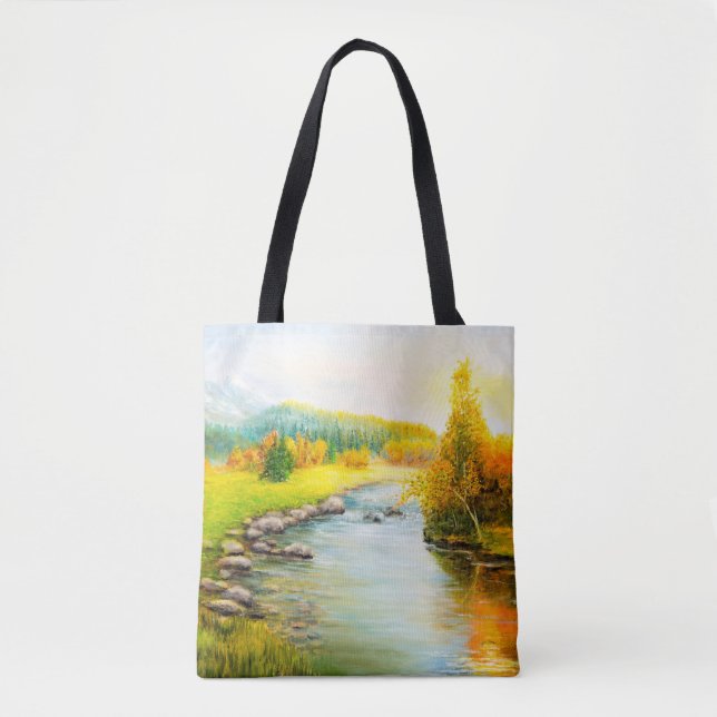  Ölmalerei der schönen Herbstlandschaft, Wald Tasche (Vorderseite)