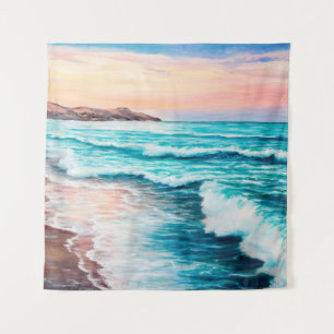  Ölmalerei eines schönen lila Sonnenuntergangs übe Wandteppich