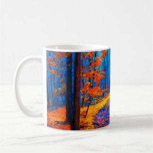 Ölmalerei mit schönem Herbstwald auf c Kaffeetasse