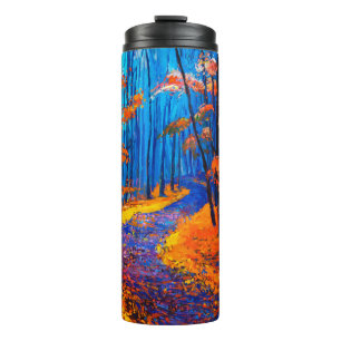 Ölmalerei mit schönem Herbstwald auf c Thermosbecher